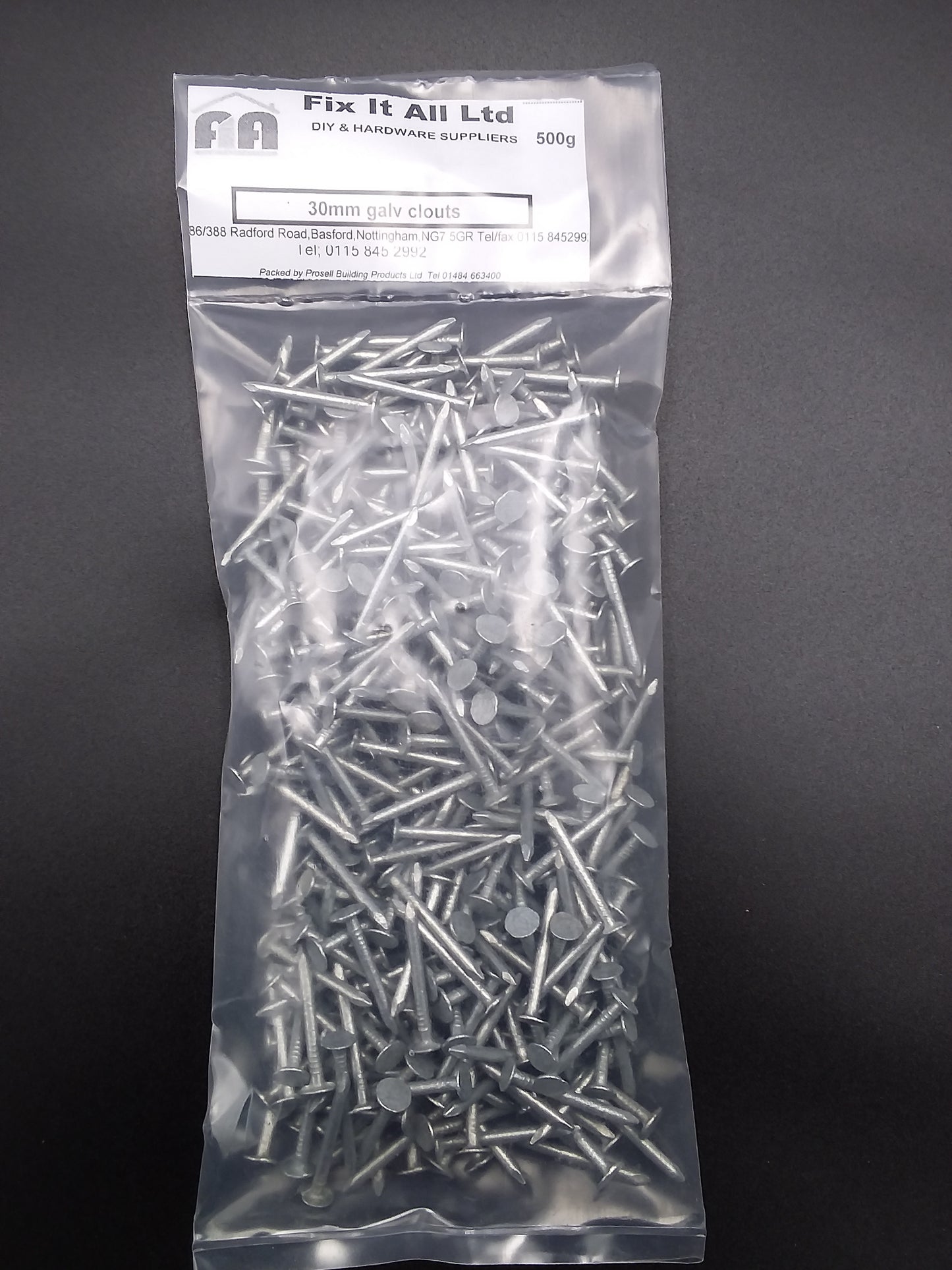 30mm Galvanized clout nails 500g