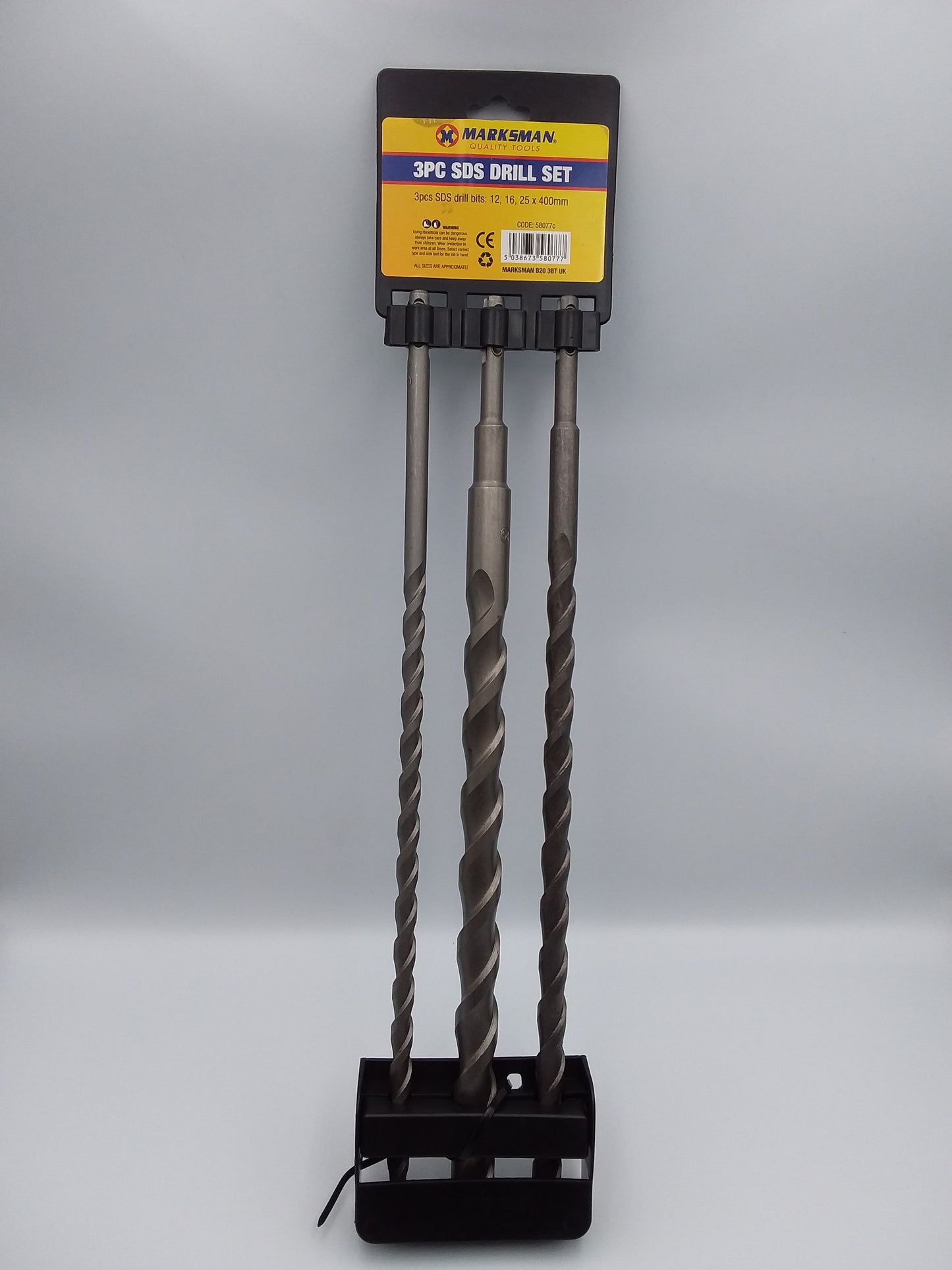 3pc SDS drill bit set 12,16,25 x 400mm