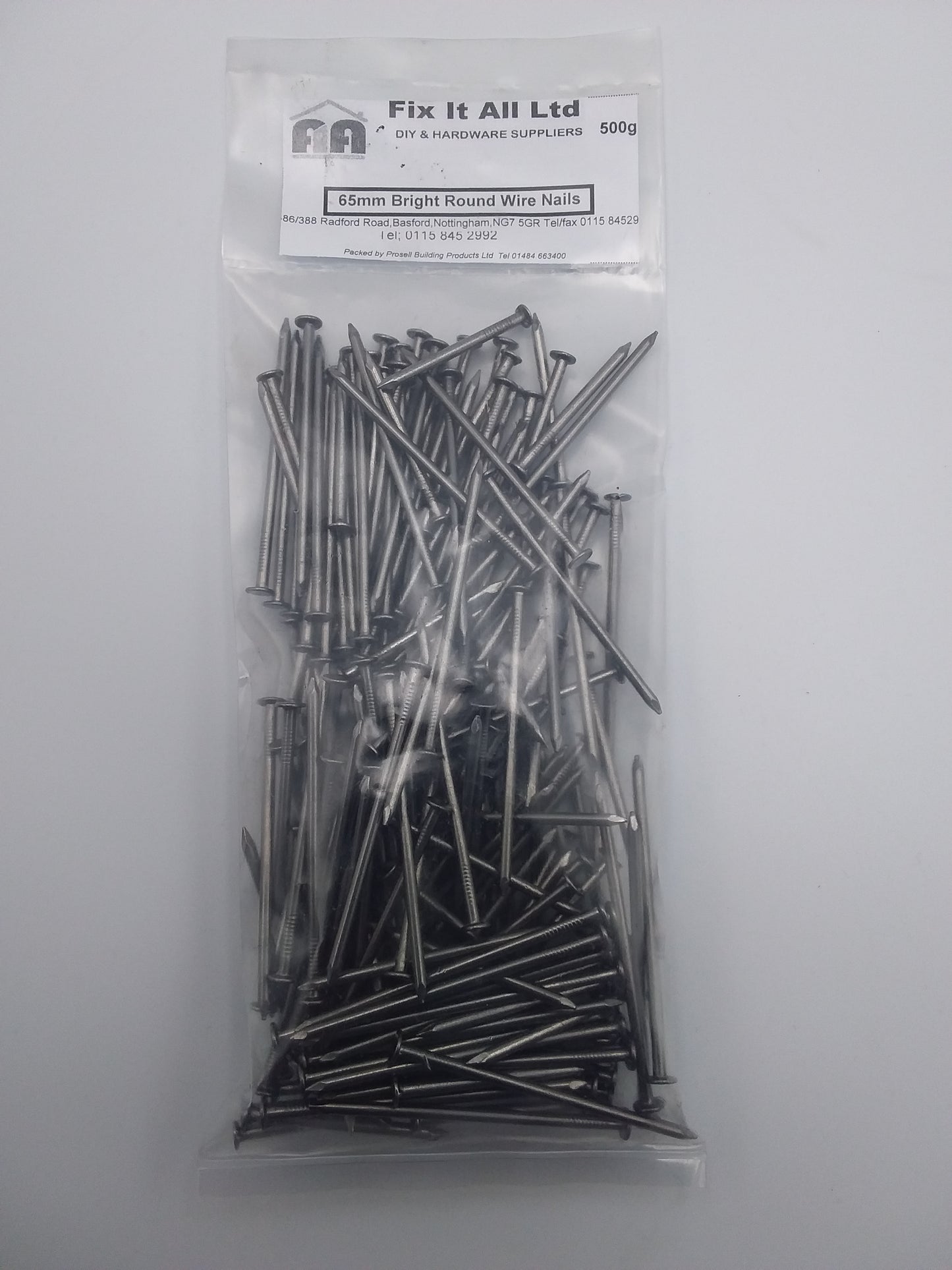 65mm Bright round wire nails 500g