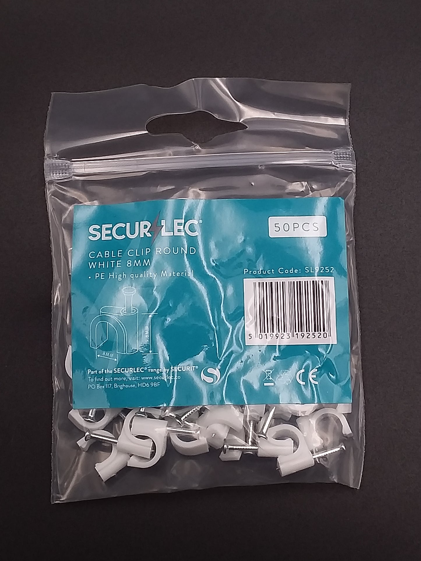 8mm Round clips white Qty50