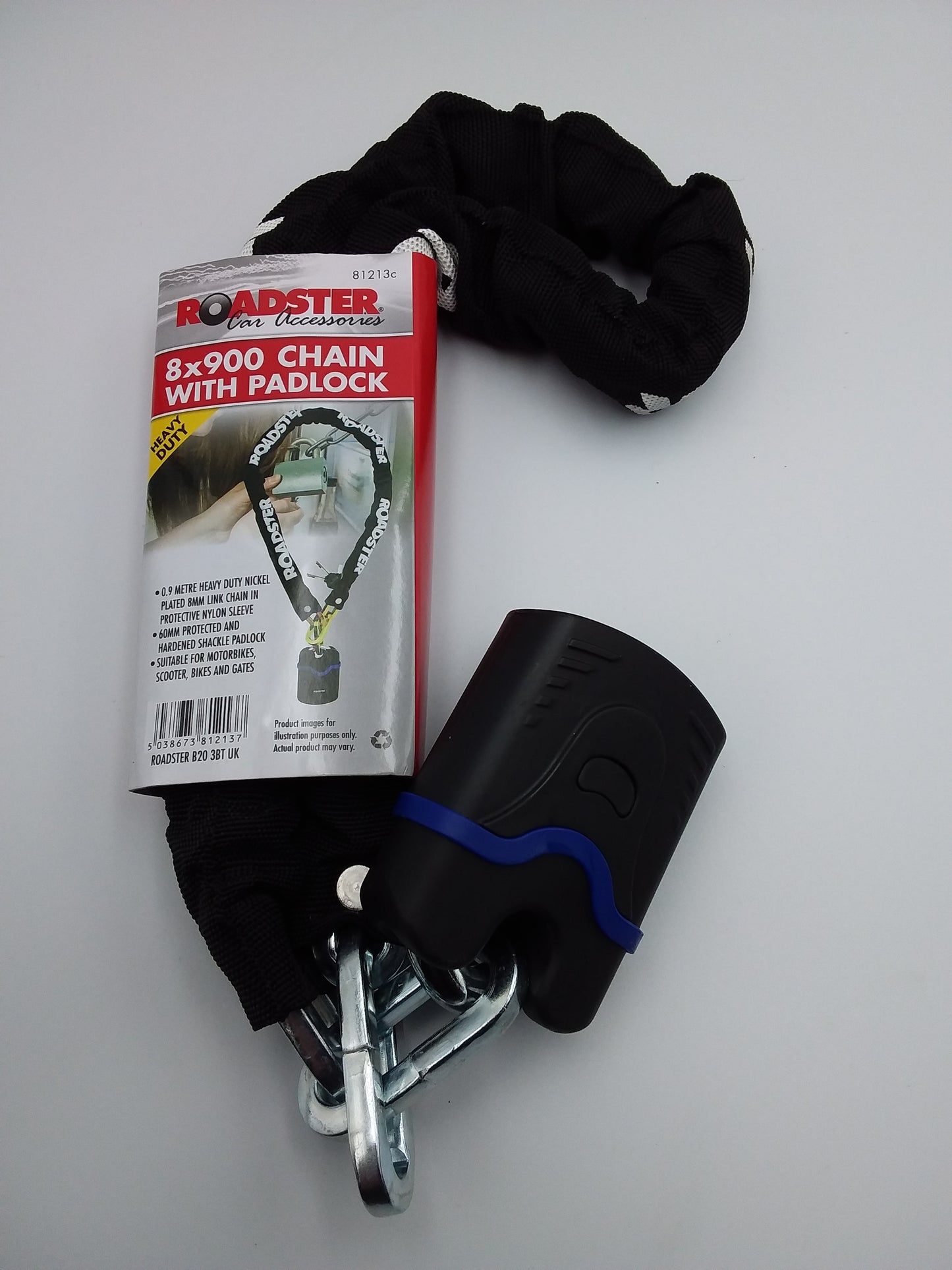 Chain lock 12mm with padlock 8 x900mm