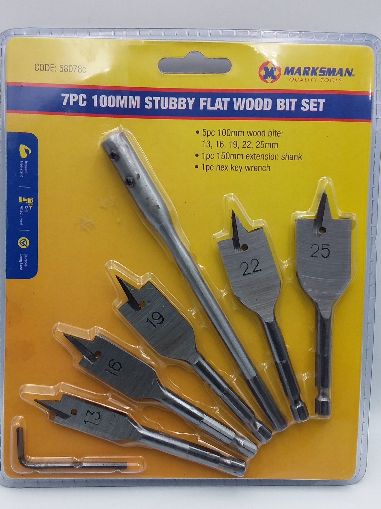 6Pc Flat wood bit set