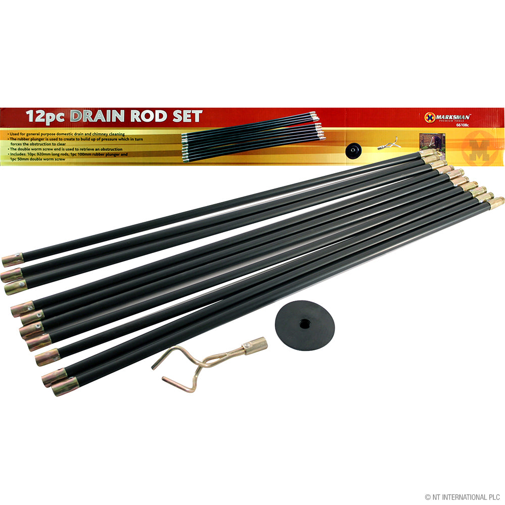 Drain rod set 900mm x 12Pc