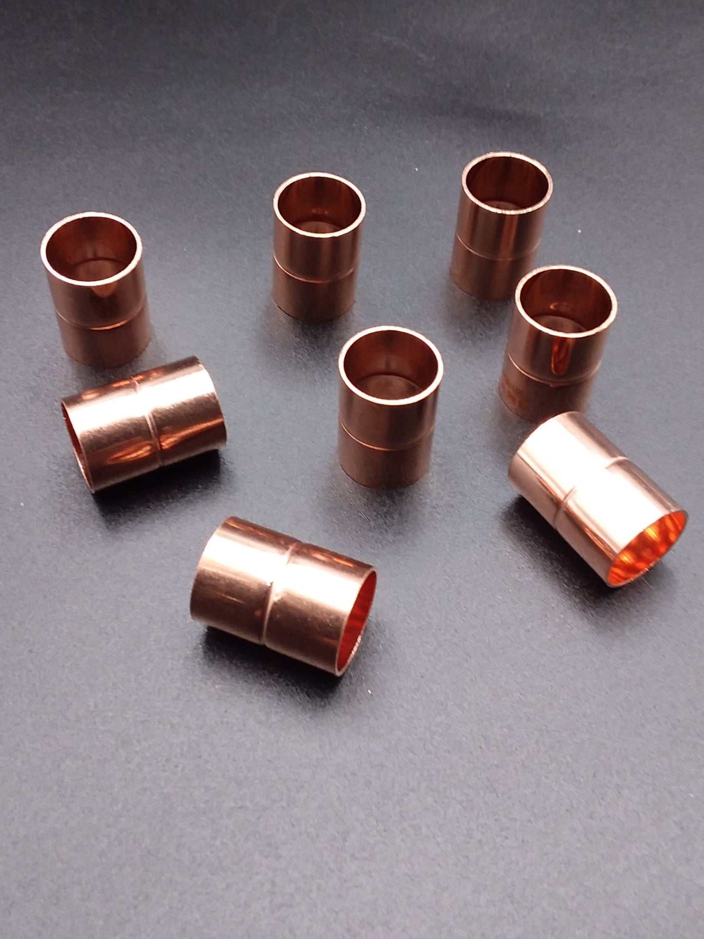Copper endfeed pipe connectors.