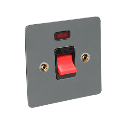 1G Cooker switch neon 45Amp flat n/b