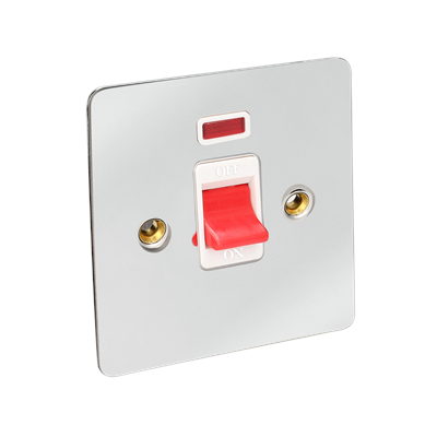 1G Cooker switc neon 45Amp flat c/w