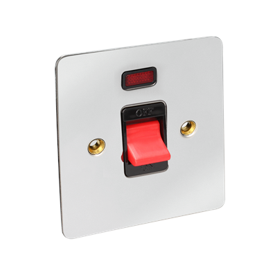 1G Cooker switch neon 45Amp flat c/b