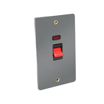 Cooker switch 45Amp tall flat black nickel