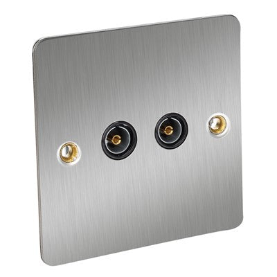 2Gang TV socket flat s/c/b