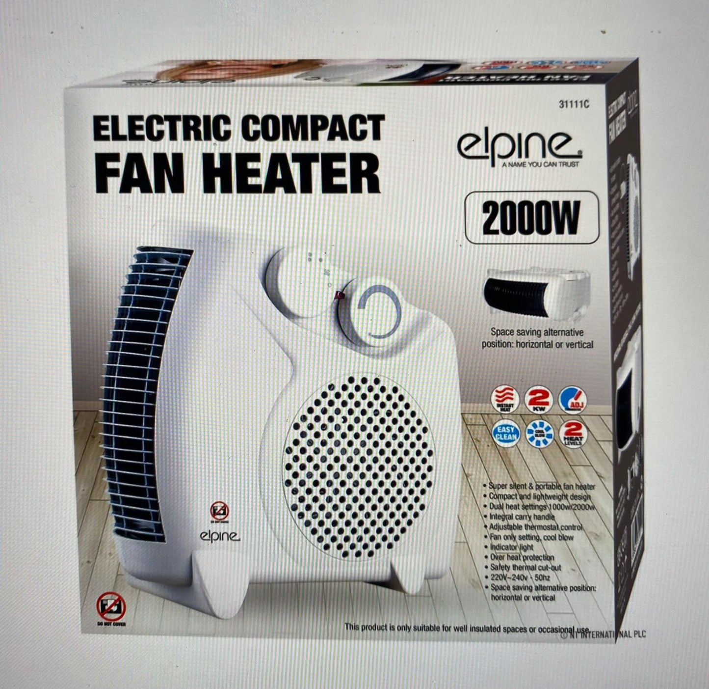 Elect fan heater 1000/2000w