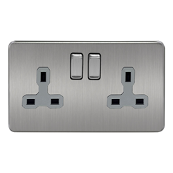 2G Switch socket satin chrome