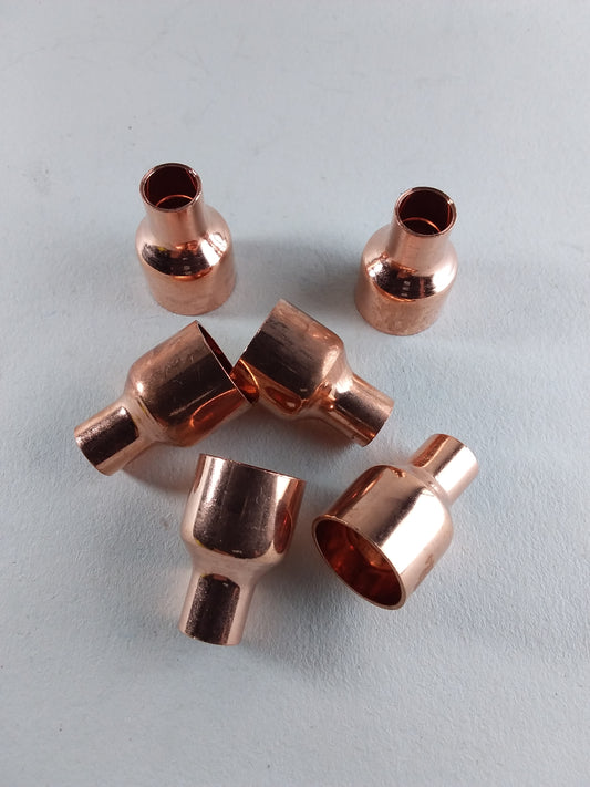 10 x 8mm copper end feed reducers for plumbing.