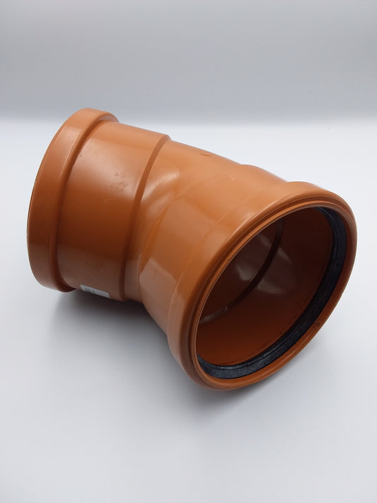 An orange 110mm D/S 45d Bend push fit underground bend.