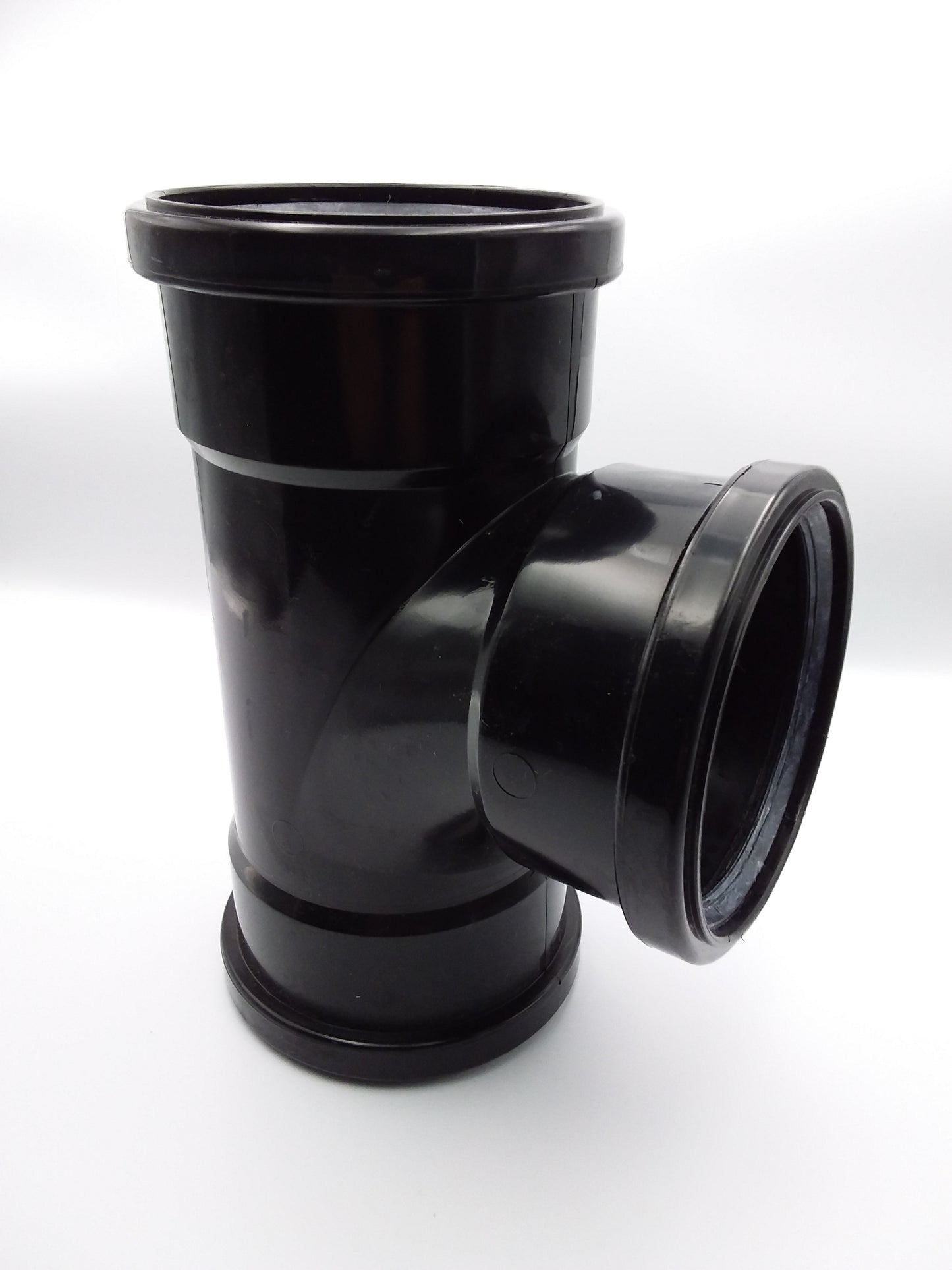 110mm black T/S 87.5d push fit branch for plumbing.