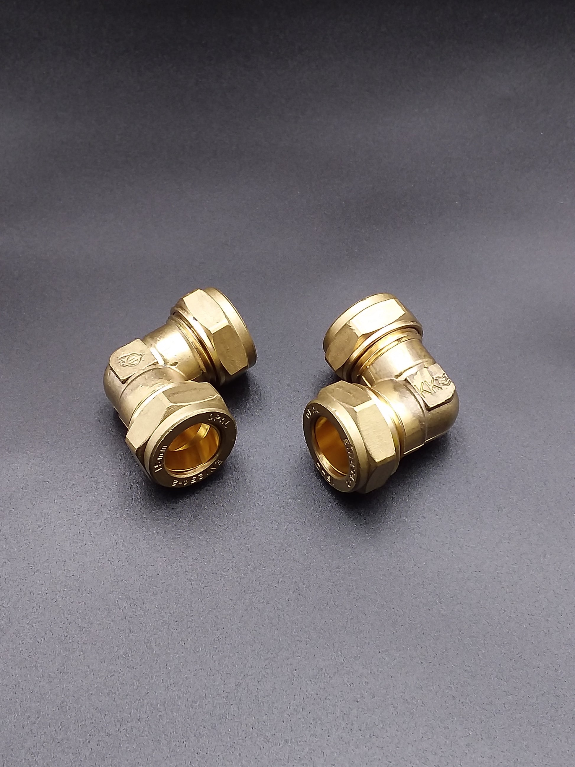 Brass compression elbows.