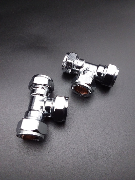 15mm Compression chrome tee qty1
