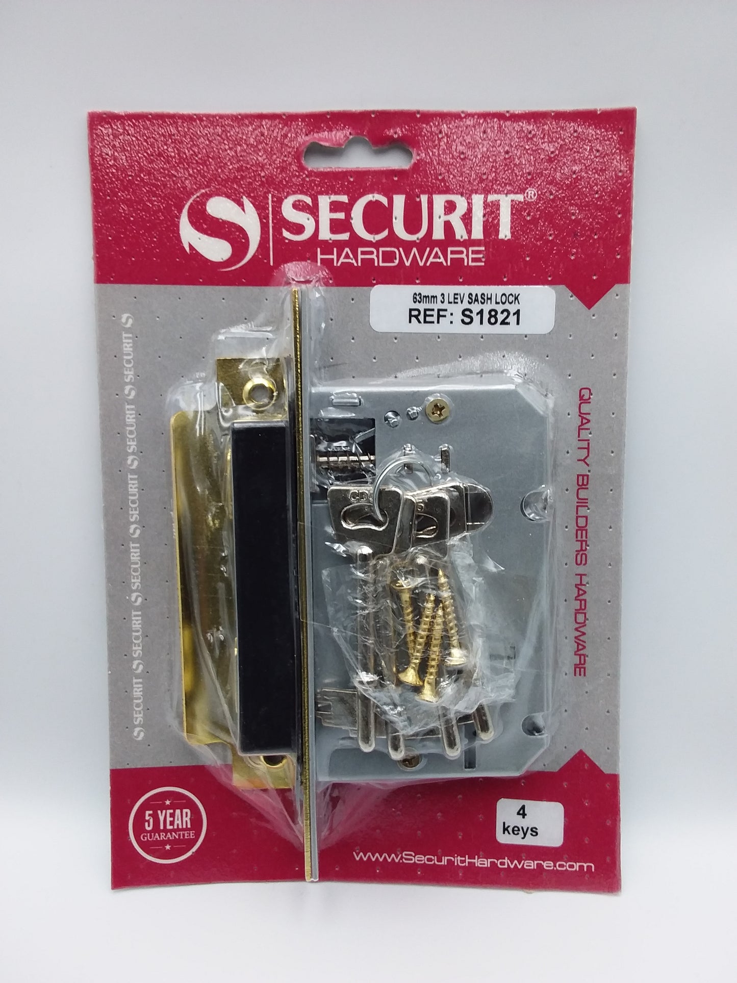 3 lever sash lock 63mm brass