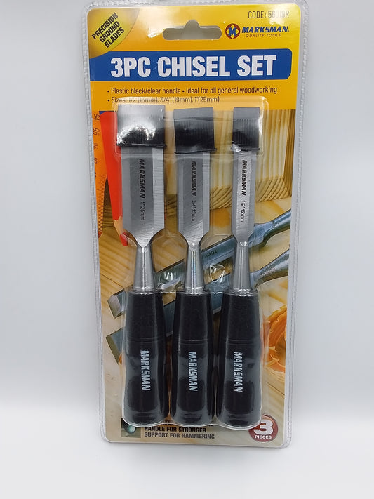 3Pc Wood chisel set sizes 12,19,25mm