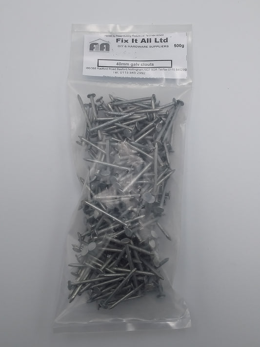 40mm Galvanized clout nails 500g