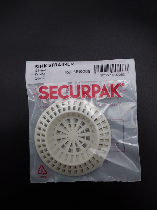 40mm Sink bath & straner white  pk2