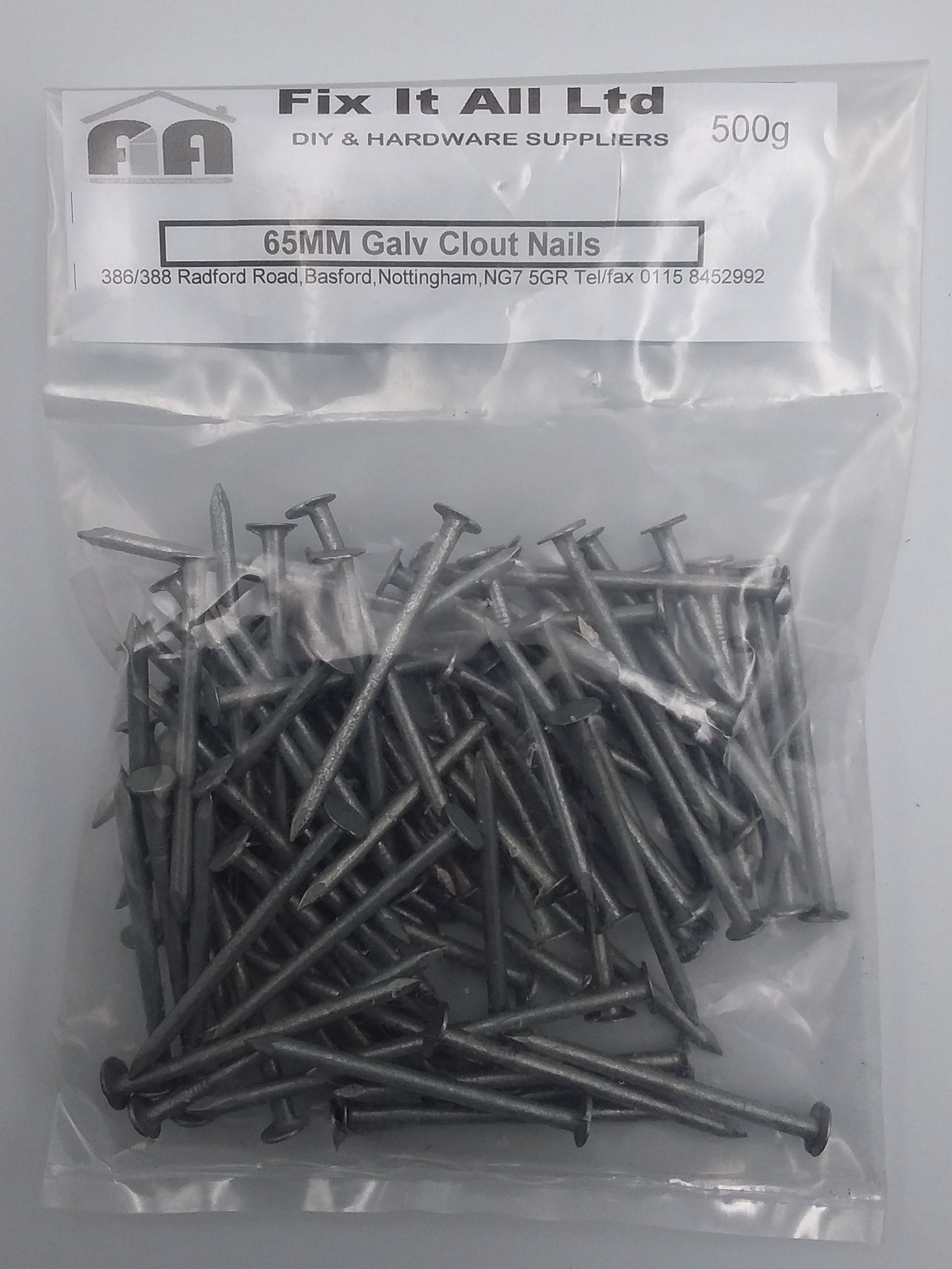 65mm Galvanized clout nails 500g
