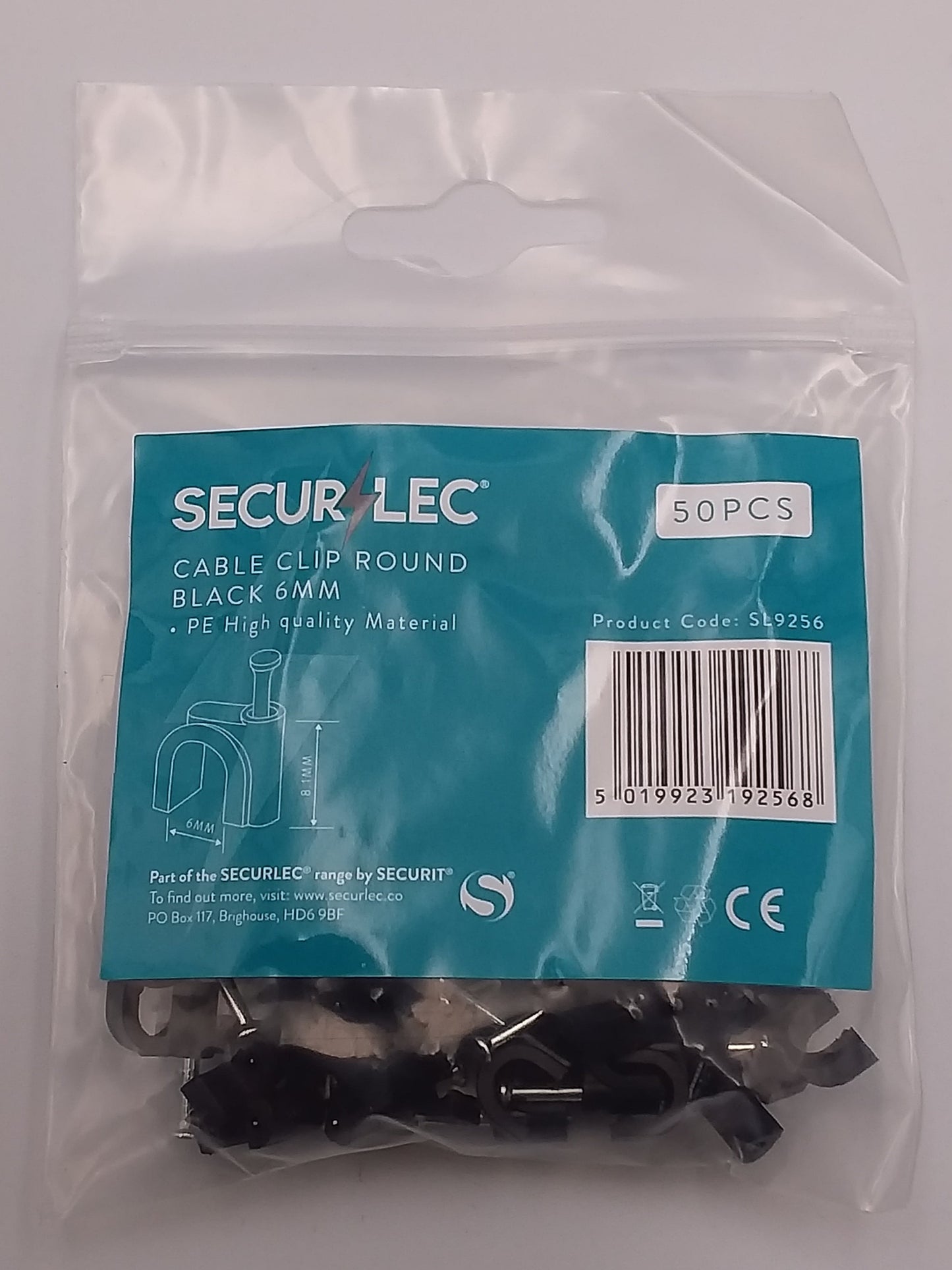 6mm Round clips black qty50