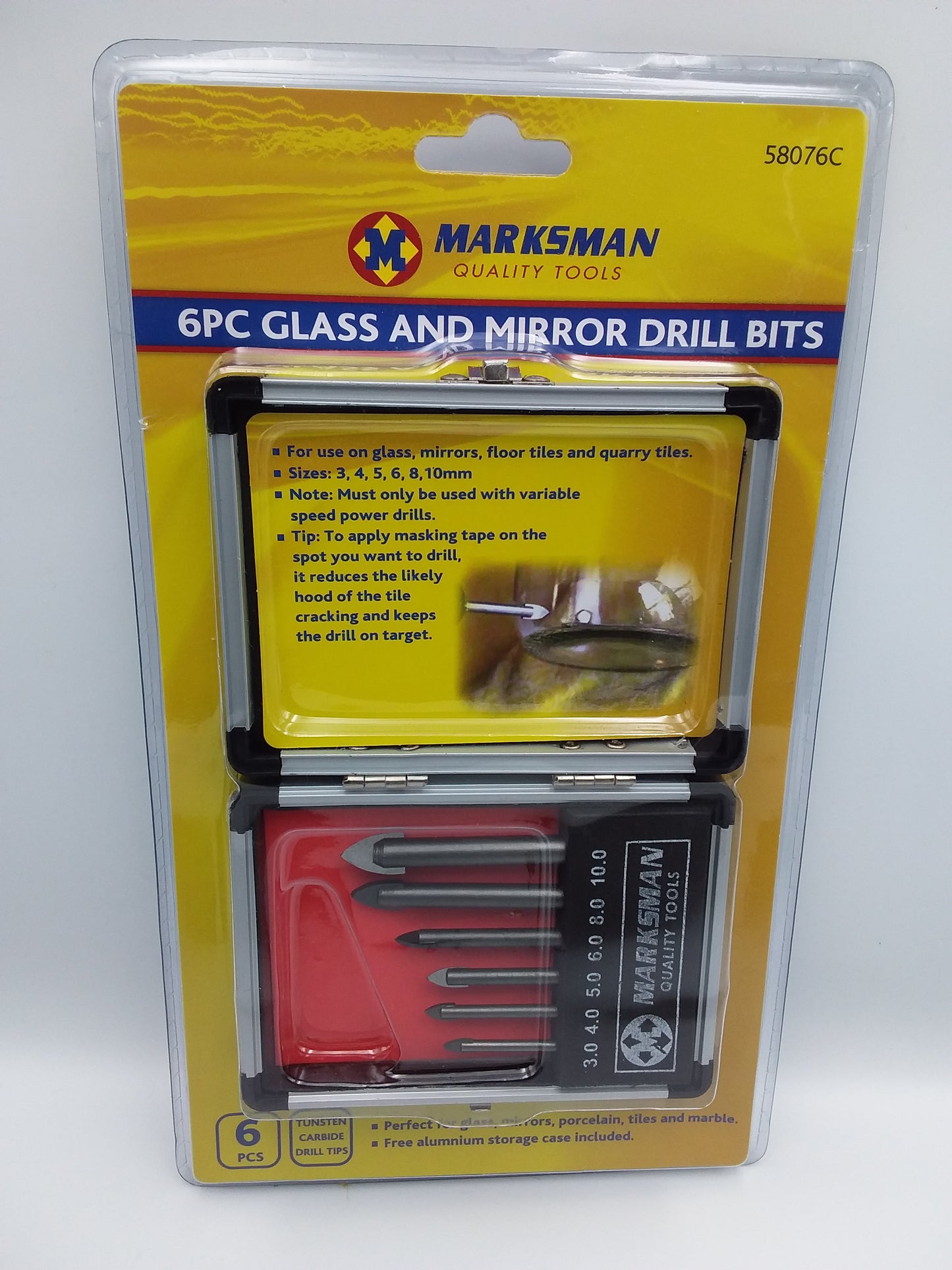 6Pc Tile & glass d/bit set
