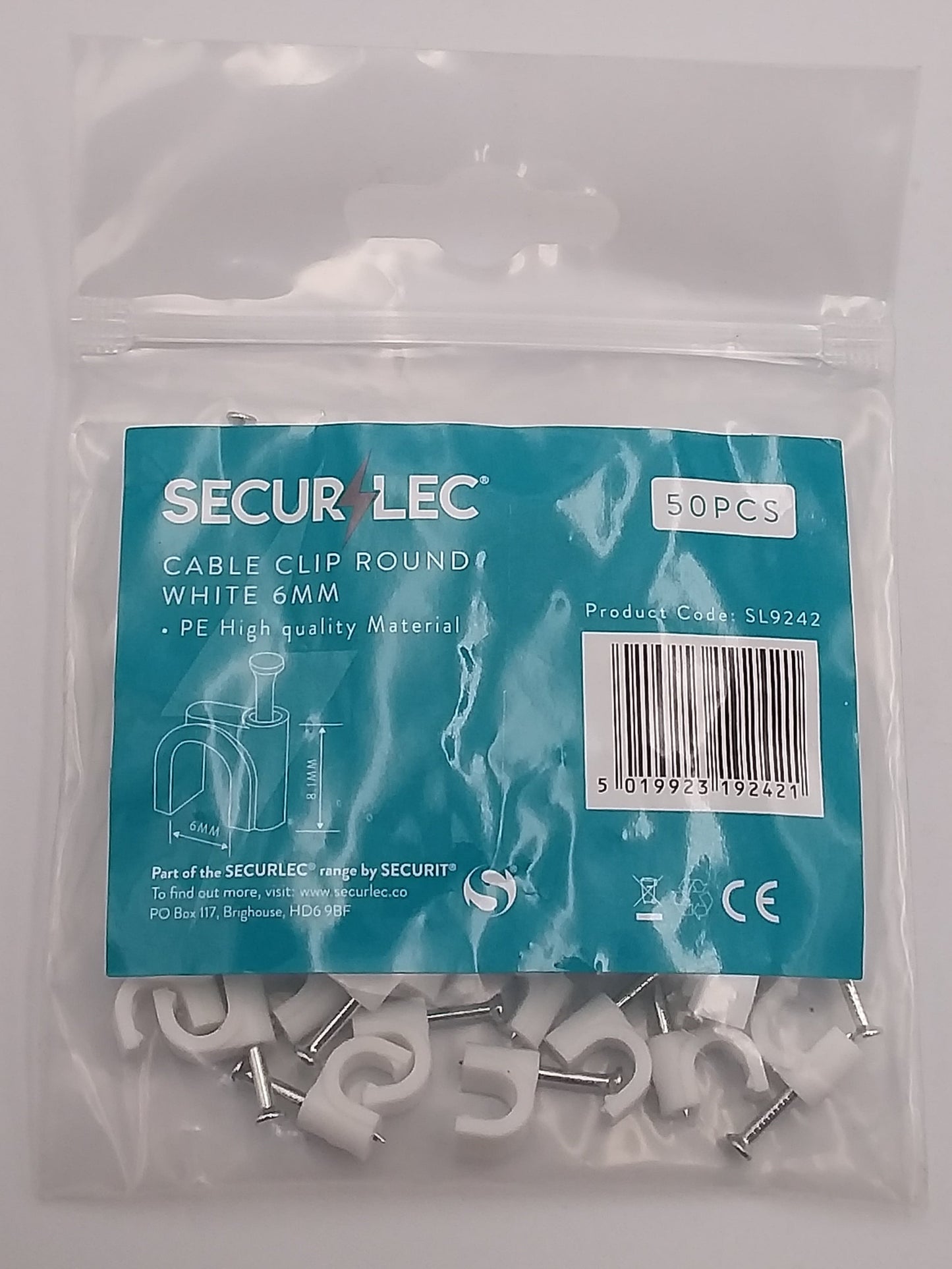6mm Round clips white qty50