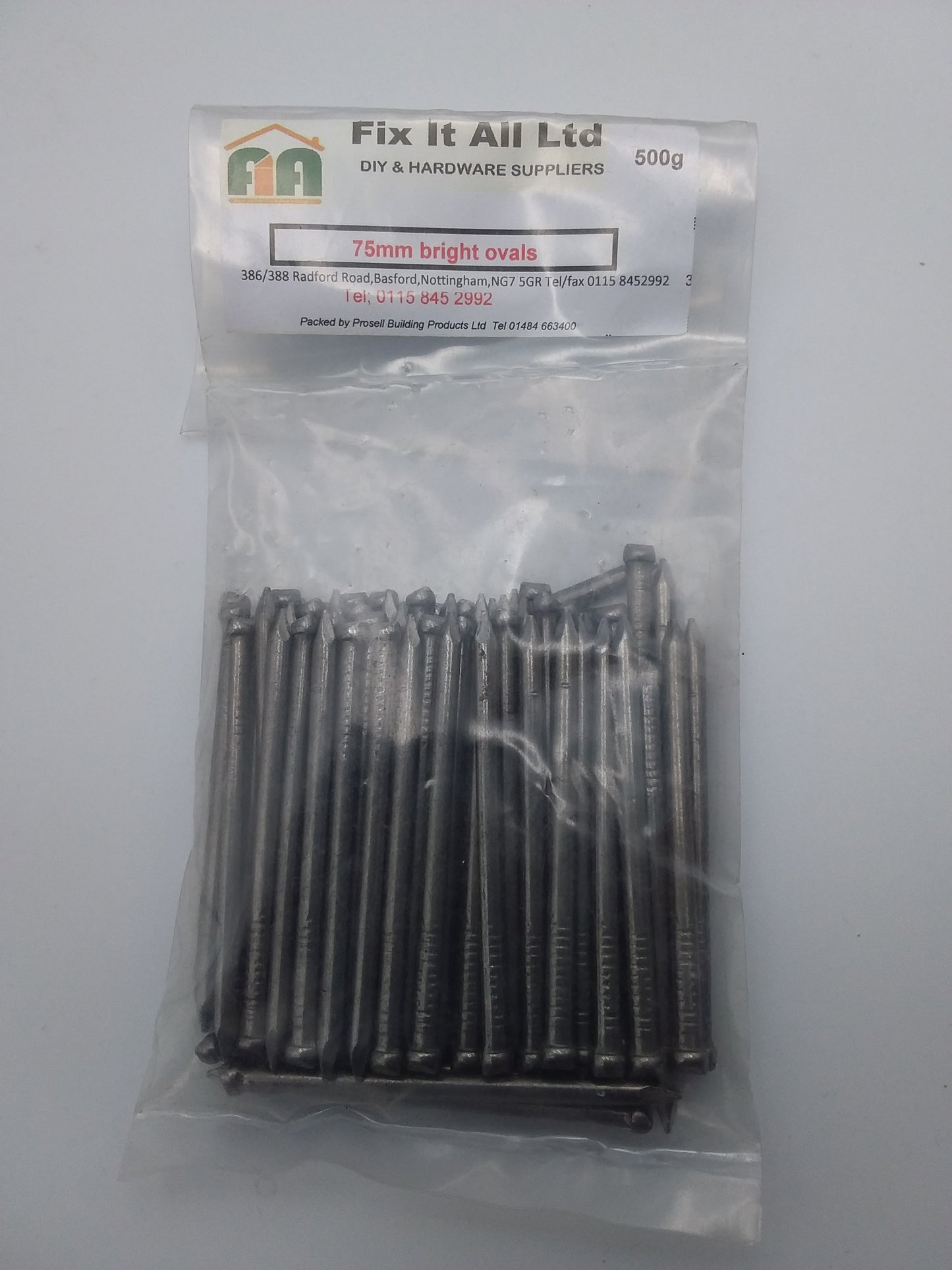 75mm Bright oval nails 500g