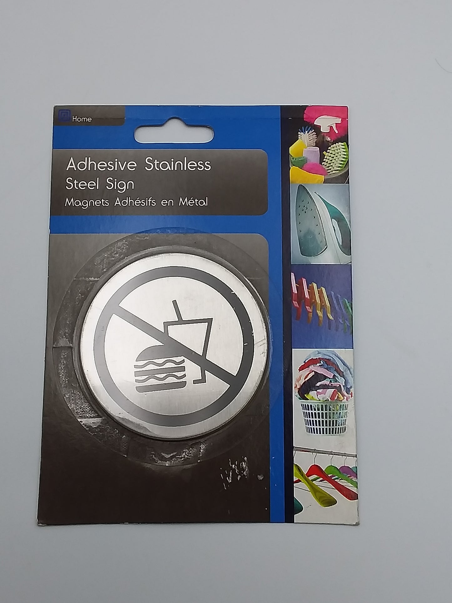 Self adhesive stainless steel sign
