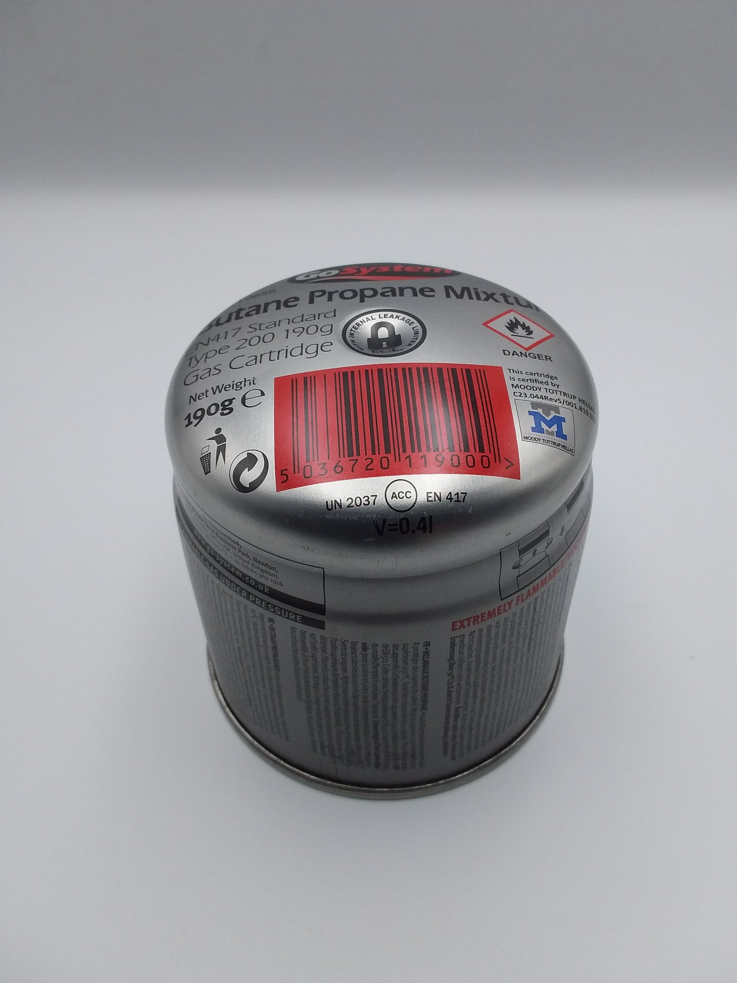 Camping gas bottle round 190g