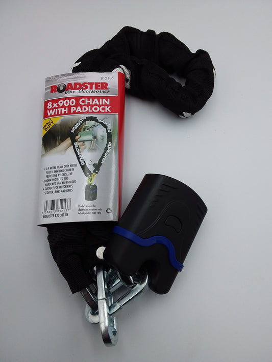 Chain lock 12mm with padlock 8 x900mm