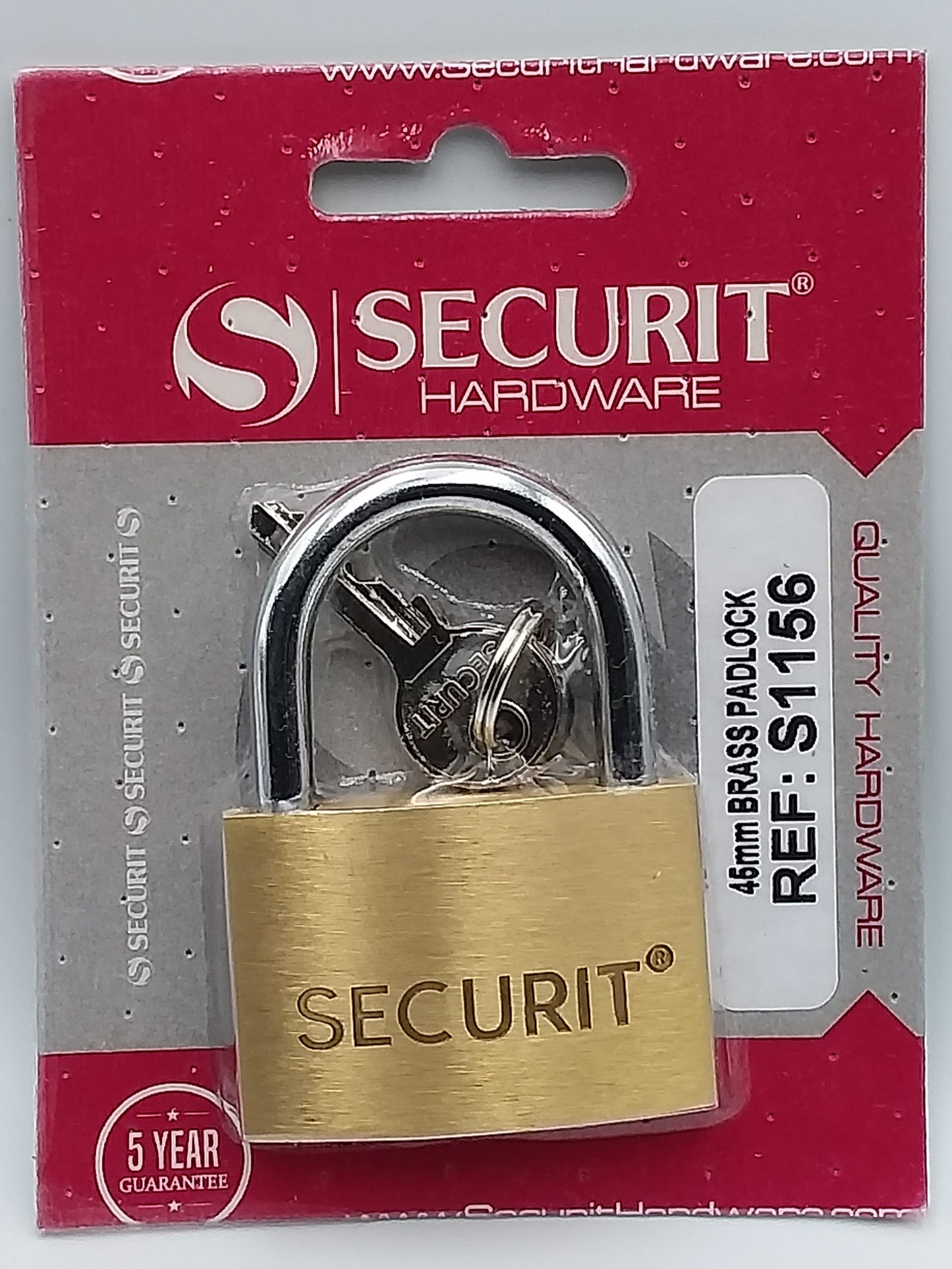 45mm Padlock brass with 3 keys
