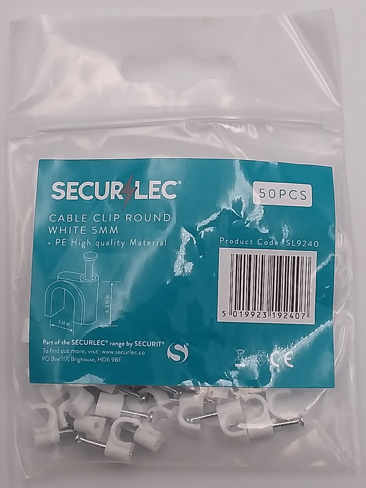 5mm Round clips white Qty 5