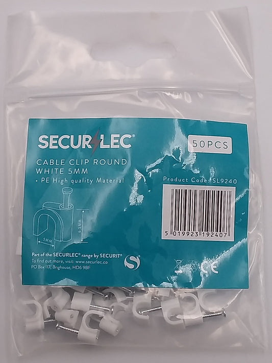 5mm Round clips white Qty 5