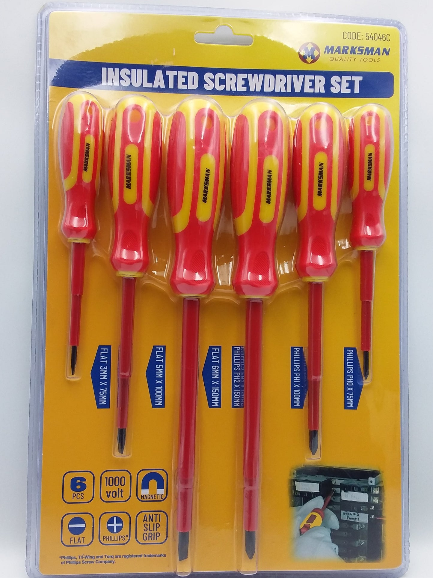 6pc Elect screw drivers set