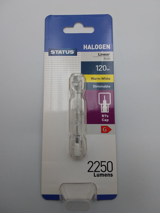 78mm R7S halogen lamp in clear glass packaging.