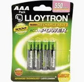 AAA rechrgeable batteries Pk4