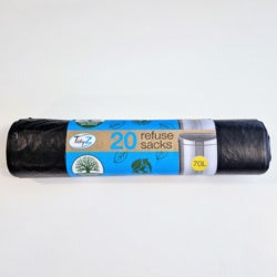 Bin bags black 70lt pk20