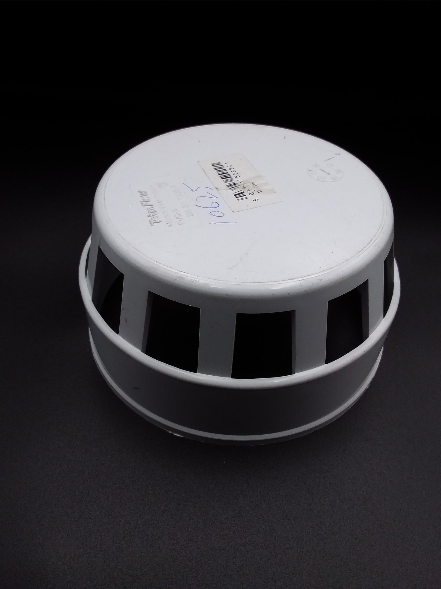 A white plastic bird cage with vertical bars, 110mm.