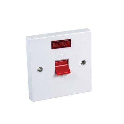 Cooker switch 45Amp white with neon