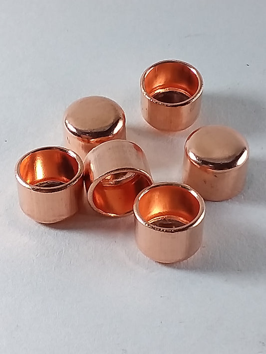 copper end feed stop caps for plumbing.