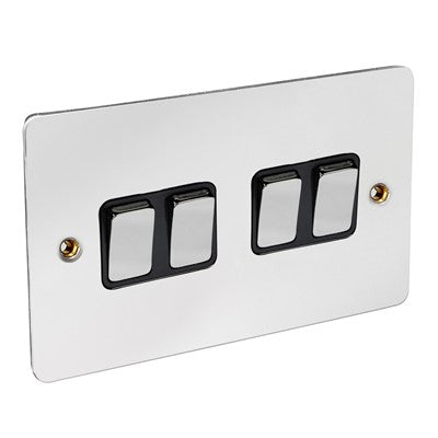4G 2w Switch flat chrome black