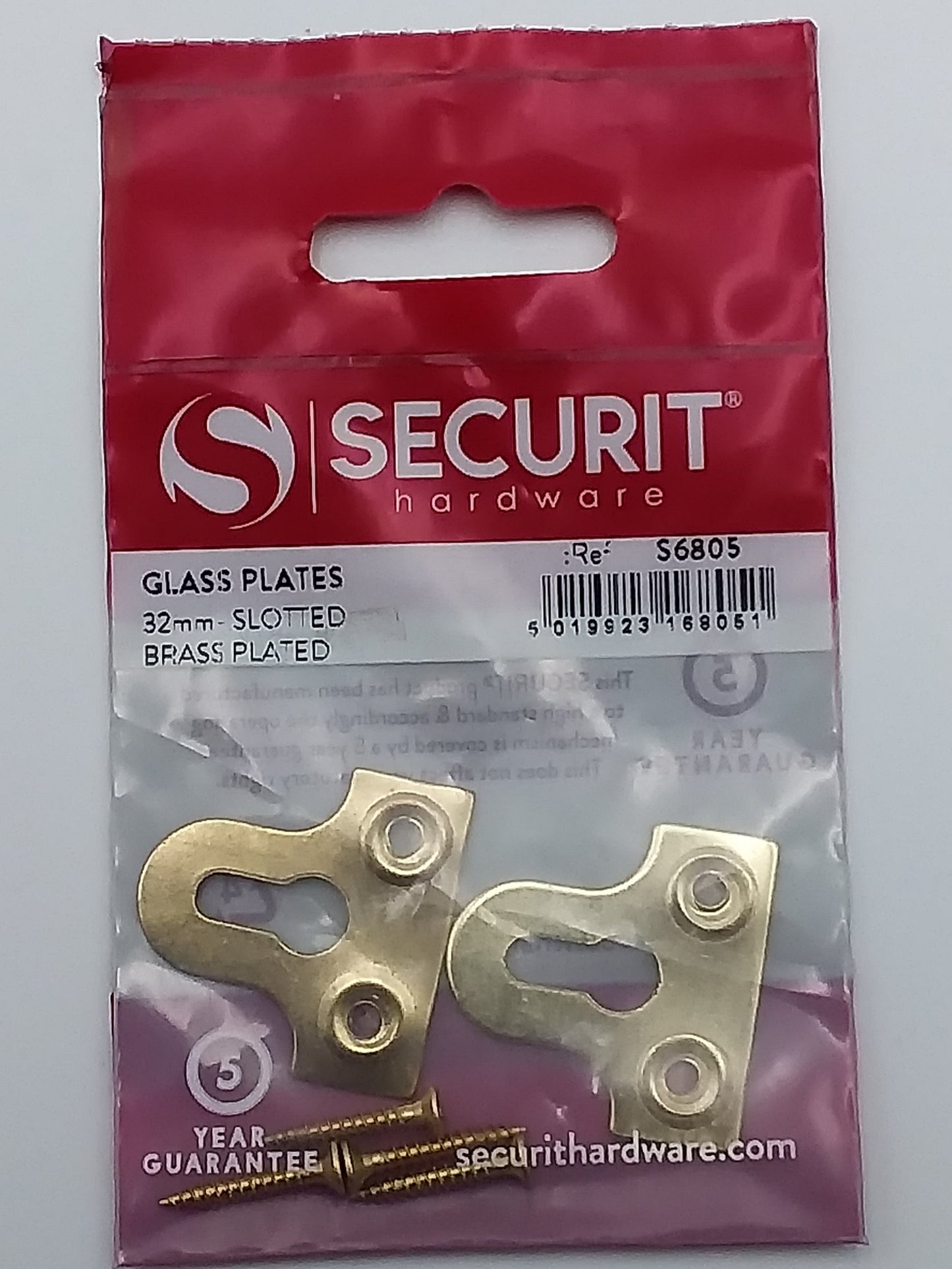 32mm glass plates brass pk2