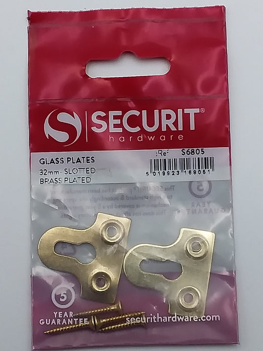 32mm glass plates brass pk2