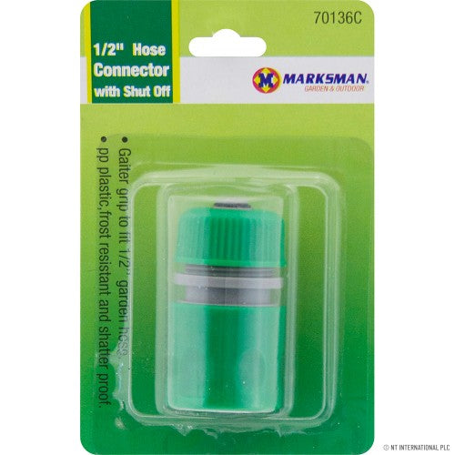 1/2" Garden hose connector with shut off