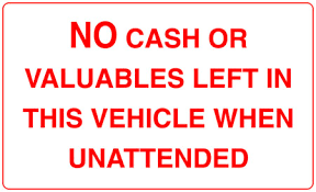No cash or valuables signs
