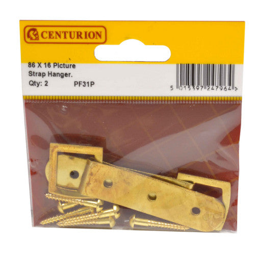 Picture strap hanger brass Pk2