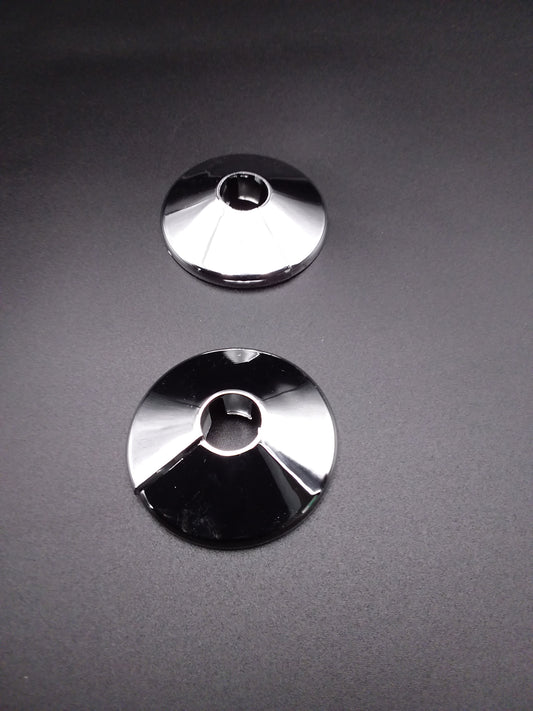 Silver chrome pipe collarsused for plumbing pipes.