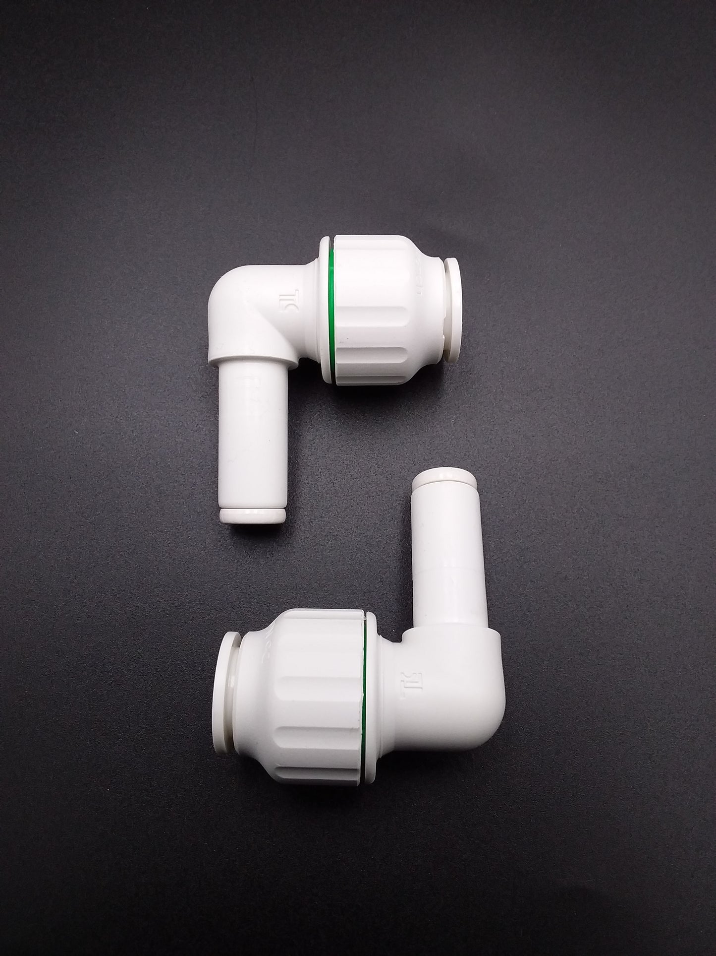 Push fit stem elbows for plumbing use.